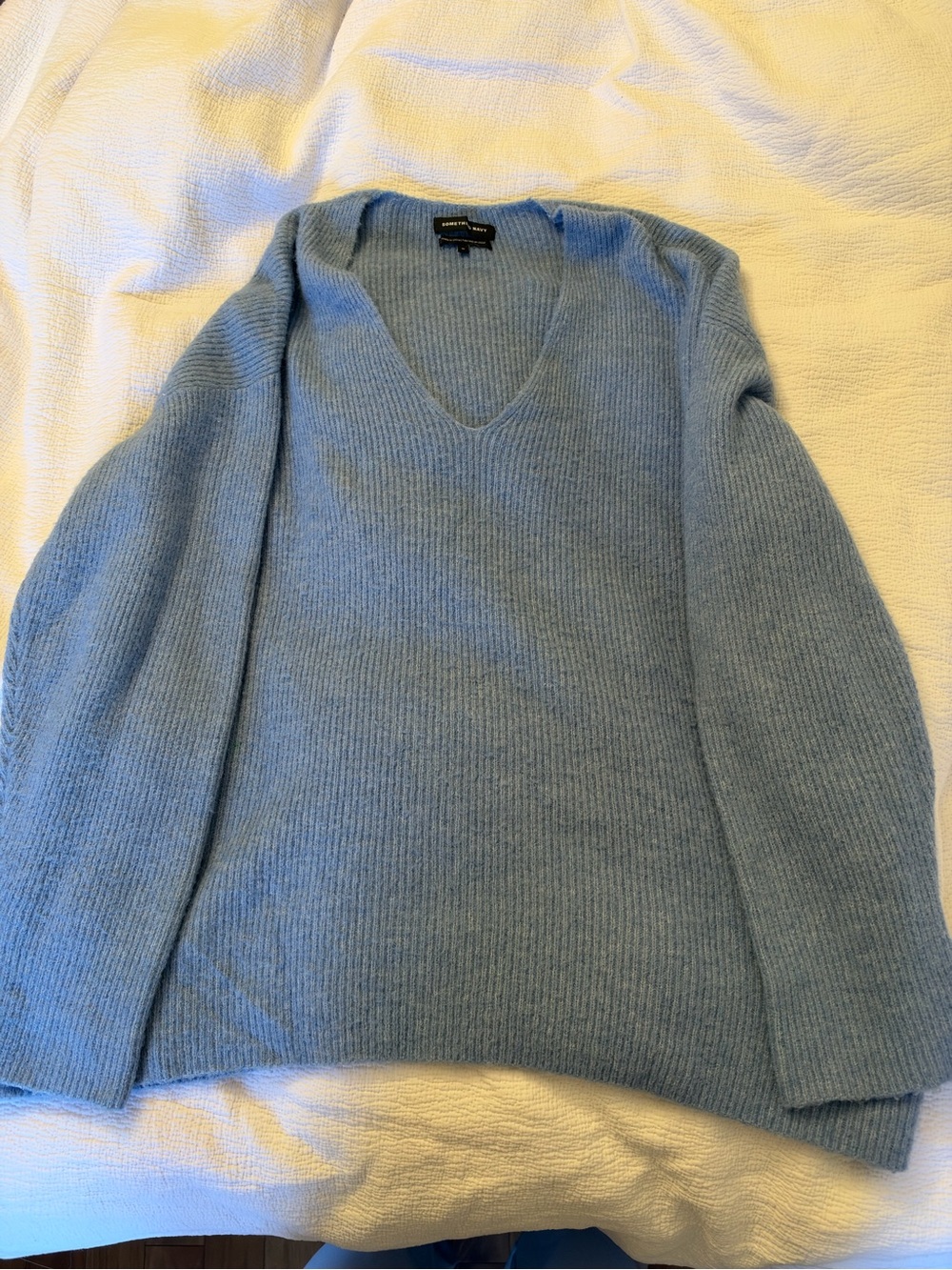 Something Navy Light Blue V-Neck Sweater